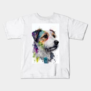 Watercolor Jack Russell Terrier with Rainbow Colors Kids T-Shirt